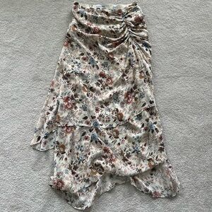 Veronica Beard Cream Brown Asymmetrical Midi Skirt